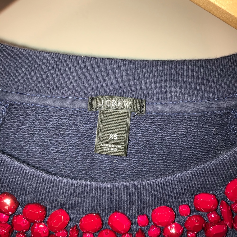 J. Crew, Navy Blue with Red Jewels, XS Sweatshirt